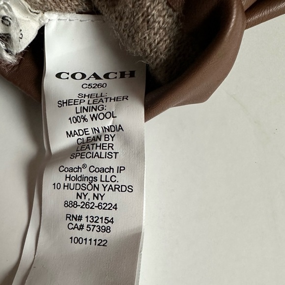 Coach Signature Leather Tech Gloves C5260 dark saddle 6 1/2 S - Picture 6 of 6